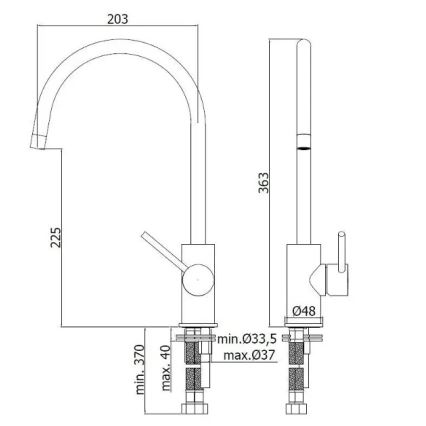 Paffoni - Miscelatore per lavello LIGHT 36,3 cm cromo lucido