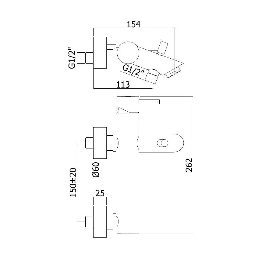 Paffoni - Mitigeur de baignoire LIGHT chrome poli
