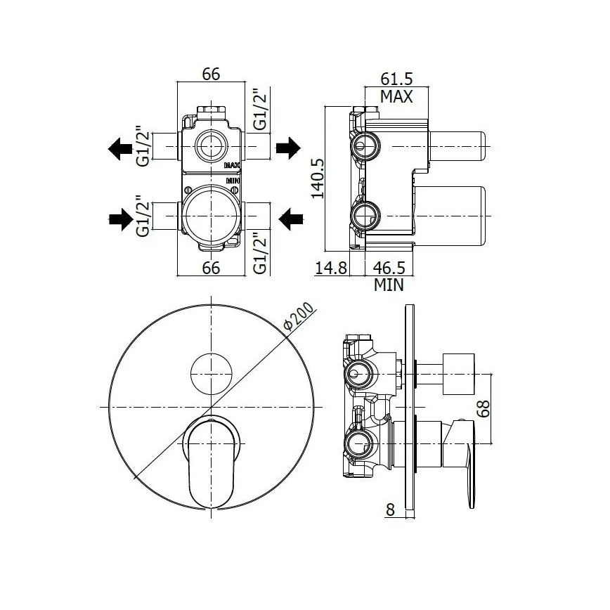 Paffoni - Mitigeur de douche à encastrer CANDY, finition chrome brillant