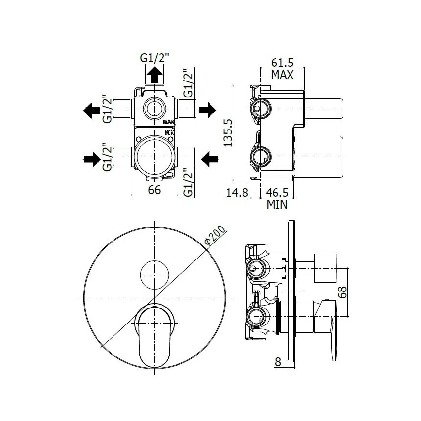 Paffoni - Mitigeur de douche encastré CANDY, chrome brillant