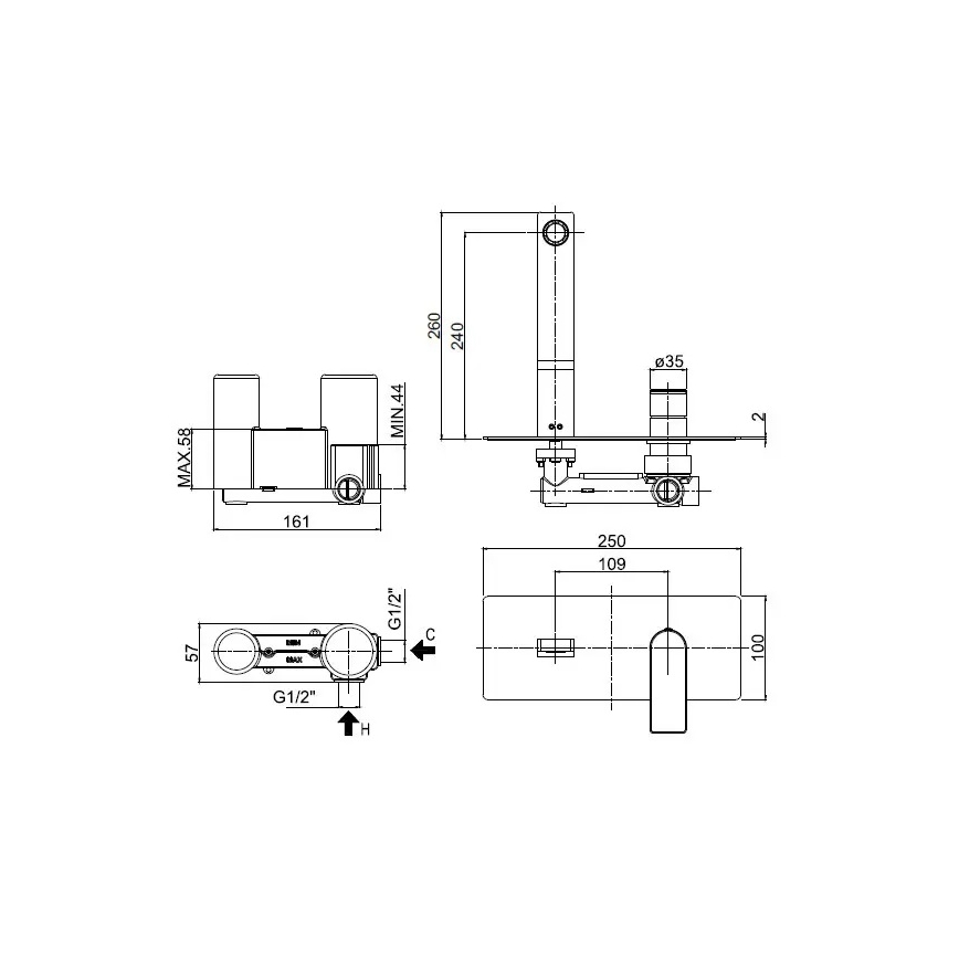 Paffoni - Mitigeur de lavabo encastré TANGO finition chrome brillant