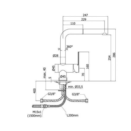 Paffoni - Mitigeur d'évier RINGO 28,6 cm avec douchette extractible
