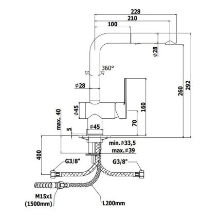 Paffoni - Mitigeur d'évier RINGO 29,2 cm avec douchette extractible, noir