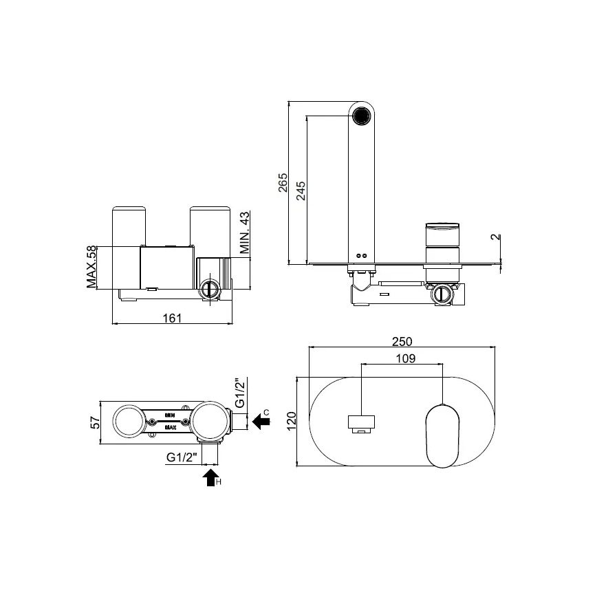 Paffoni - Mitigeur lavabo à encastrer CANDY chrome brillant
