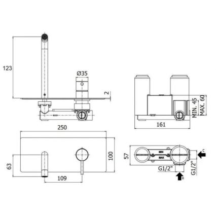 Paffoni - Mitigeur lavabo encastré LIGHT, doré