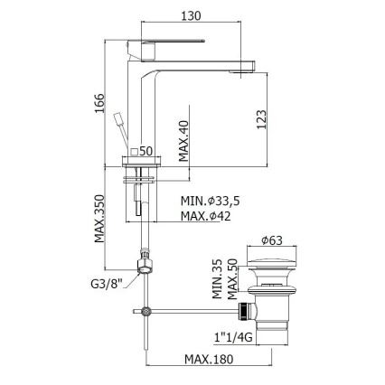 Paffoni - Mitigeur pour lavabo + bonde TANGO inox