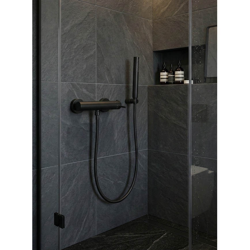 Paffoni - Set doccia con miscelatore LIGHT, nero opaco