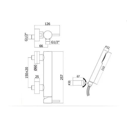 Paffoni - Set doccia con miscelatore LIGHT, nero opaco