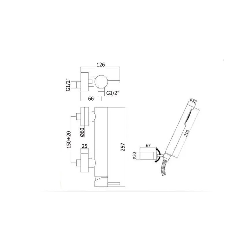 Paffoni - Set doccia con miscelatore LIGHT, nero opaco