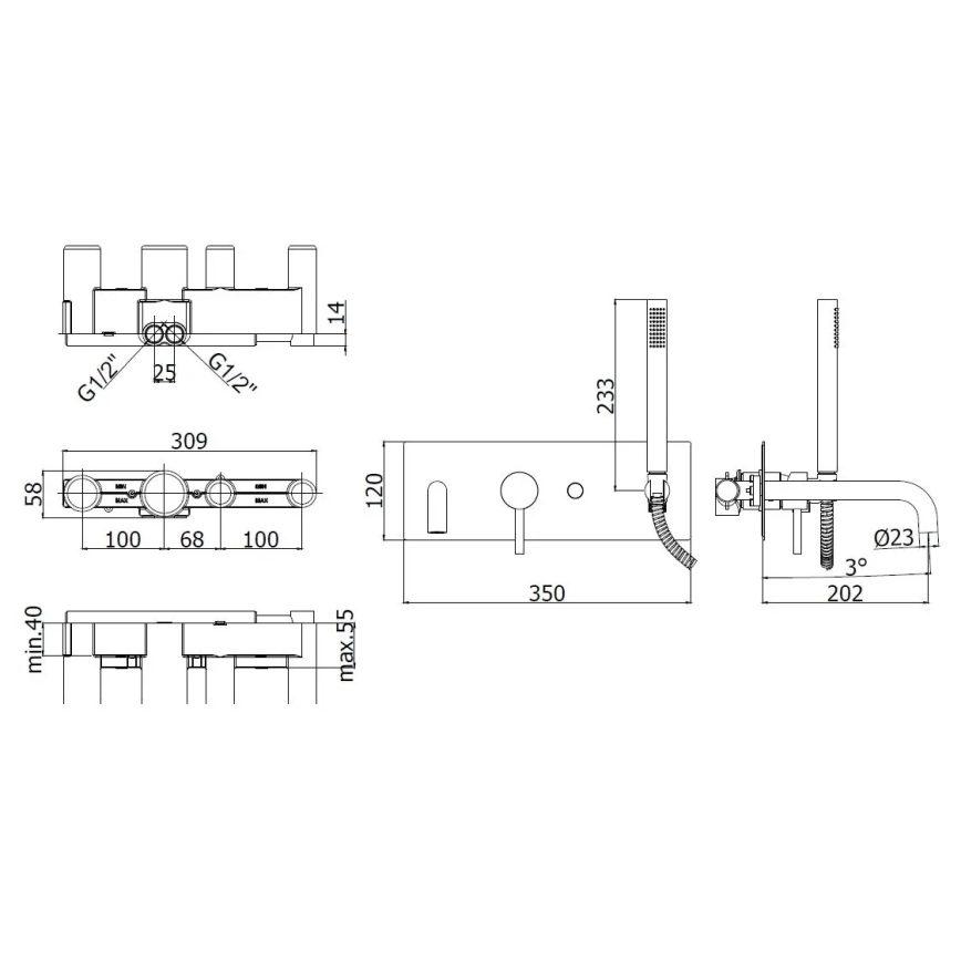Paffoni - Set per vasca LIGHT cromo lucido