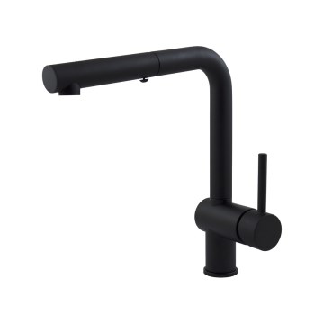 Paffoni - Spültischarmatur mit ausziehbarer Handbrause LIGHT 29,2 cm schwarz