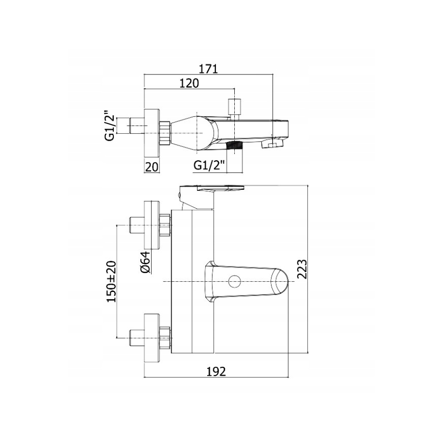 Paffoni - Wannen-Set mit Mischbatterie CANDY glänzender Chrom