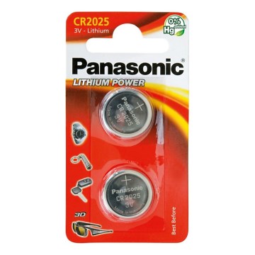 Panasonic - 2 Stk. Lithium-Knopfzellenbatterie CR2025 3V 165 mAh