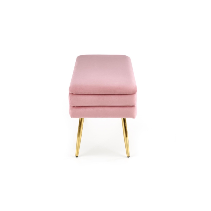 Panca con vano portaoggetti VELVA 37x78 cm rosa/oro