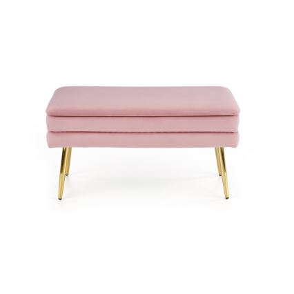 Panca con vano portaoggetti VELVA 37x78 cm rosa/oro