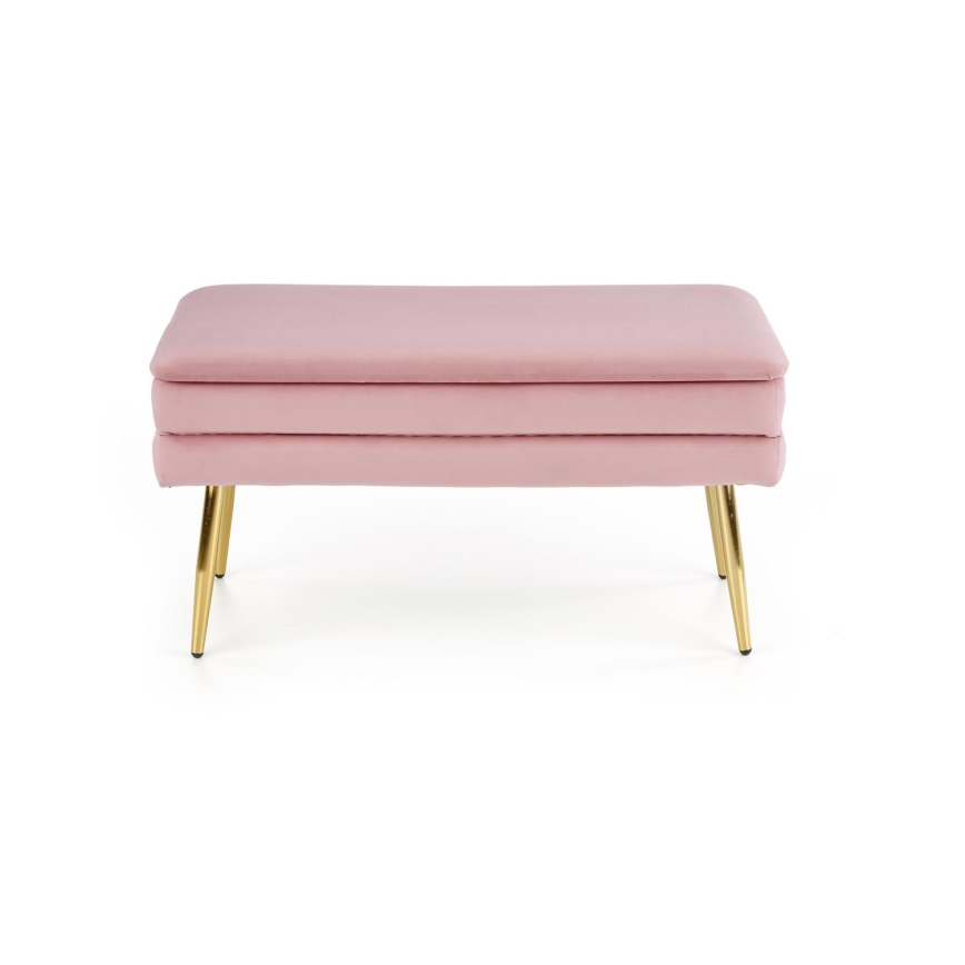 Panca con vano portaoggetti VELVA 37x78 cm rosa/oro
