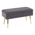 Panca trapuntata con contenitore VELVA 37x78 cm grigio/oro