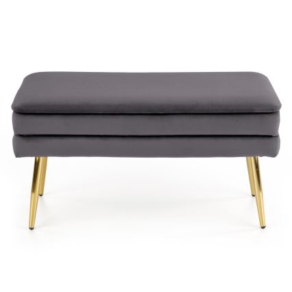Panca trapuntata con contenitore VELVA 37x78 cm grigio/oro