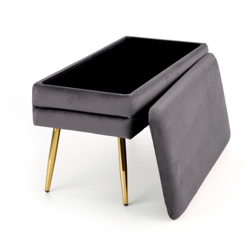 Panca trapuntata con contenitore VELVA 37x78 cm grigio/oro