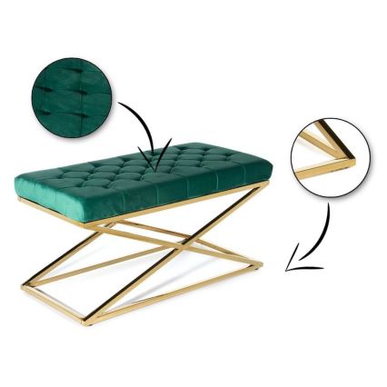 Panca trapuntata SALIBA 50x97 cm oro/verde