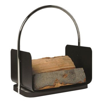 Panier à bois en métal avec poignet 50x41 cm noir