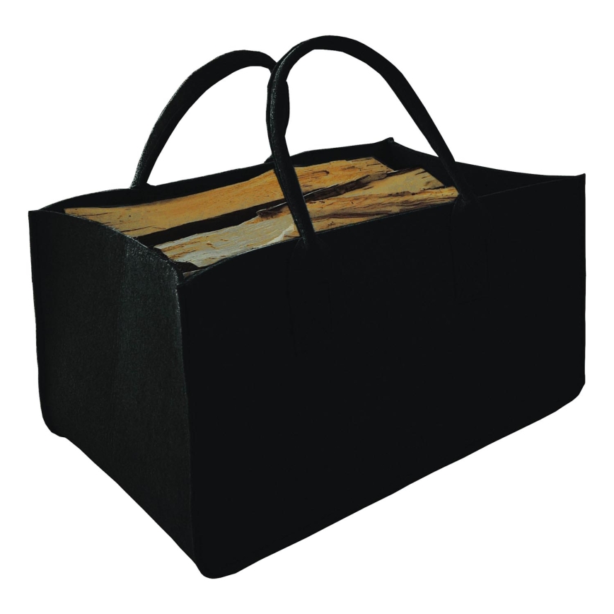 Panier à bois feutré avec poignées 27x50 cm noir