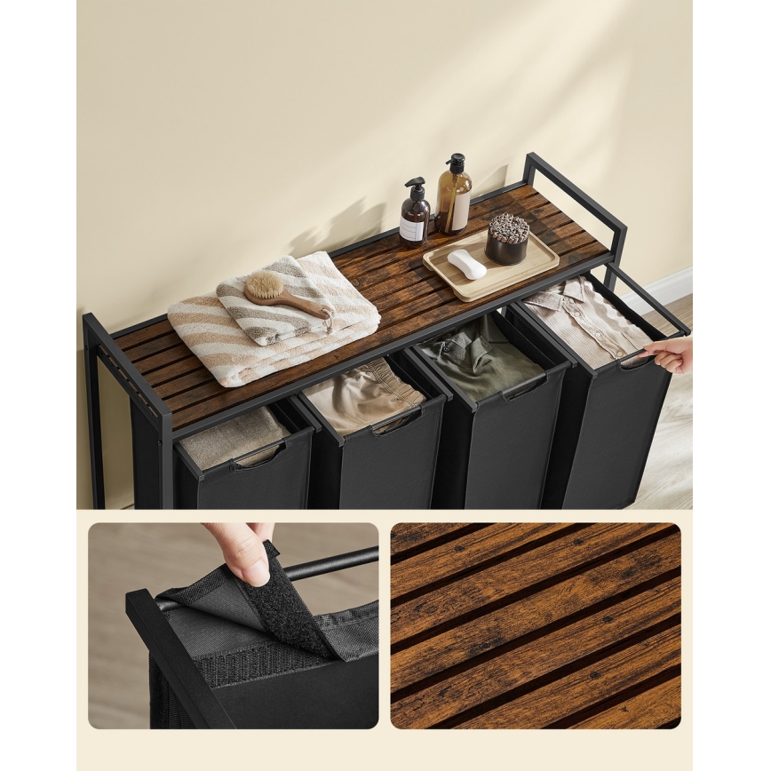 Panier à linge REX marron/noir