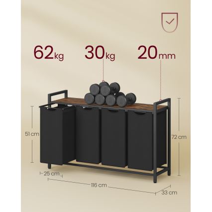 Panier à linge REX marron/noir