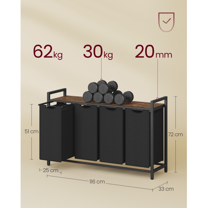 Panier à linge REX marron/noir