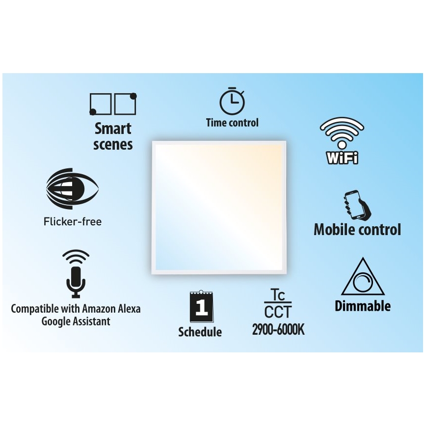 Panneau encastrable à intensité variable LIBRA LED/40W/230V 2900-6000K Wi-Fi Tuya