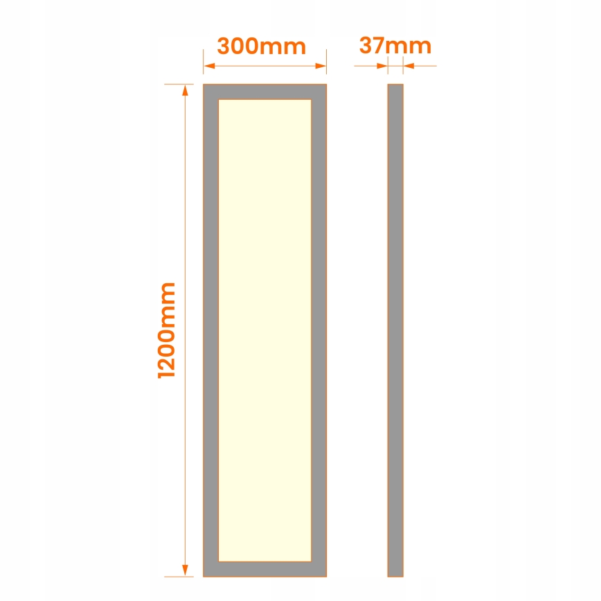 Pannello LED a montaggio superficiale 60 W, 230 V, 30 x 120 cm, bianco