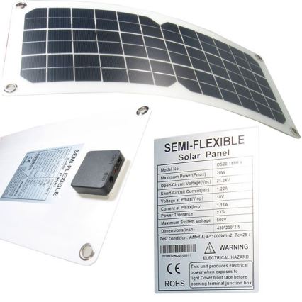 Pannello solare fotovoltaico flessibile USB 20W/12V