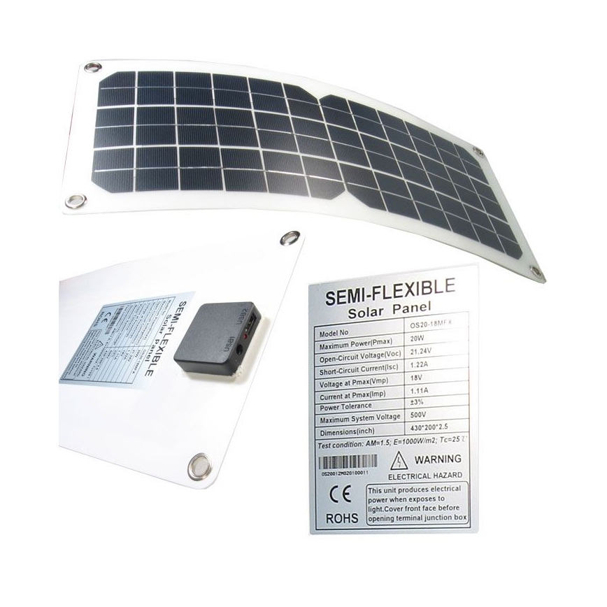 Pannello solare fotovoltaico flessibile USB 20W/12V
