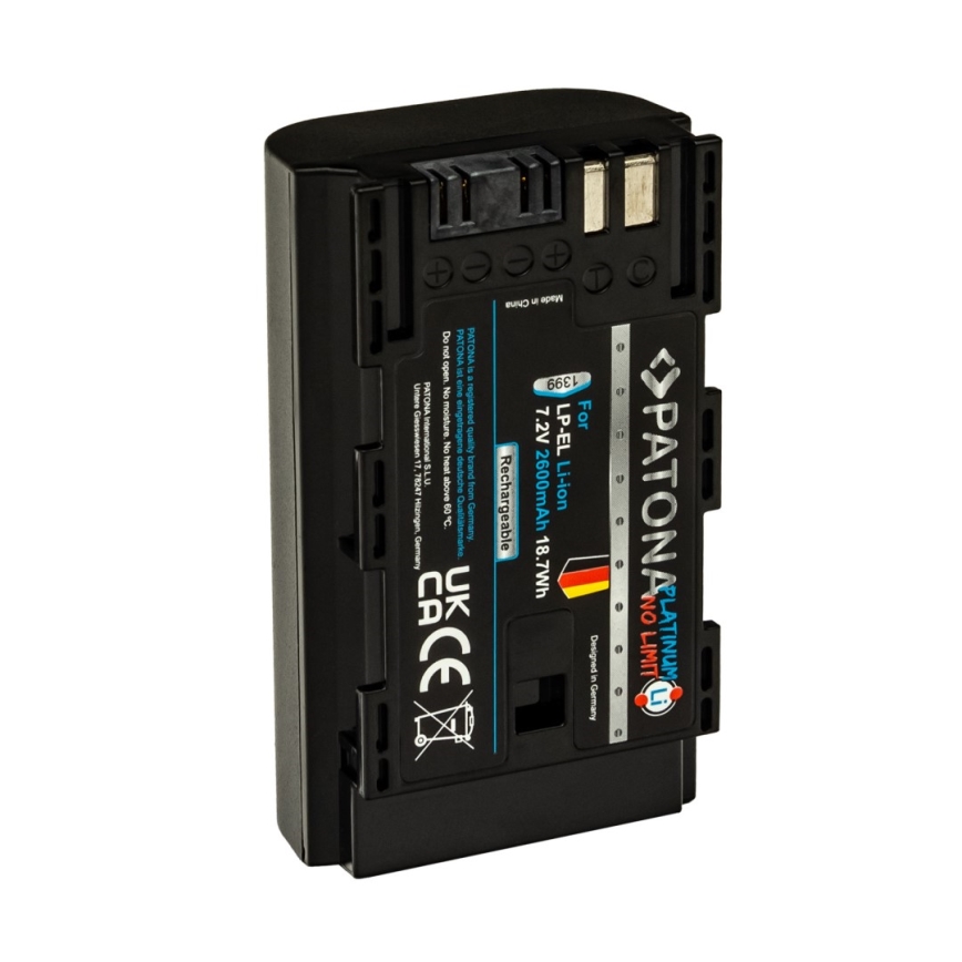 PATONA - Accumulatore Canon LP-EL 2600mAh Li-Ion Platinum per photoflash Speedlite EL-1