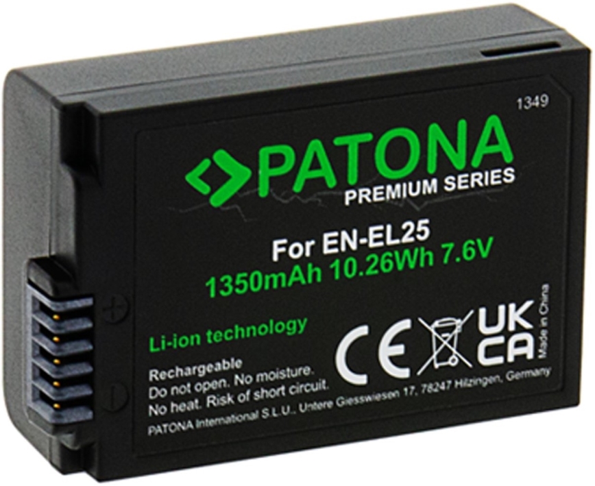 PATONA - Accumulatore Nikon EN-EL25 1350mAh Li-Ion 7,6V Premium Z50/Z fc