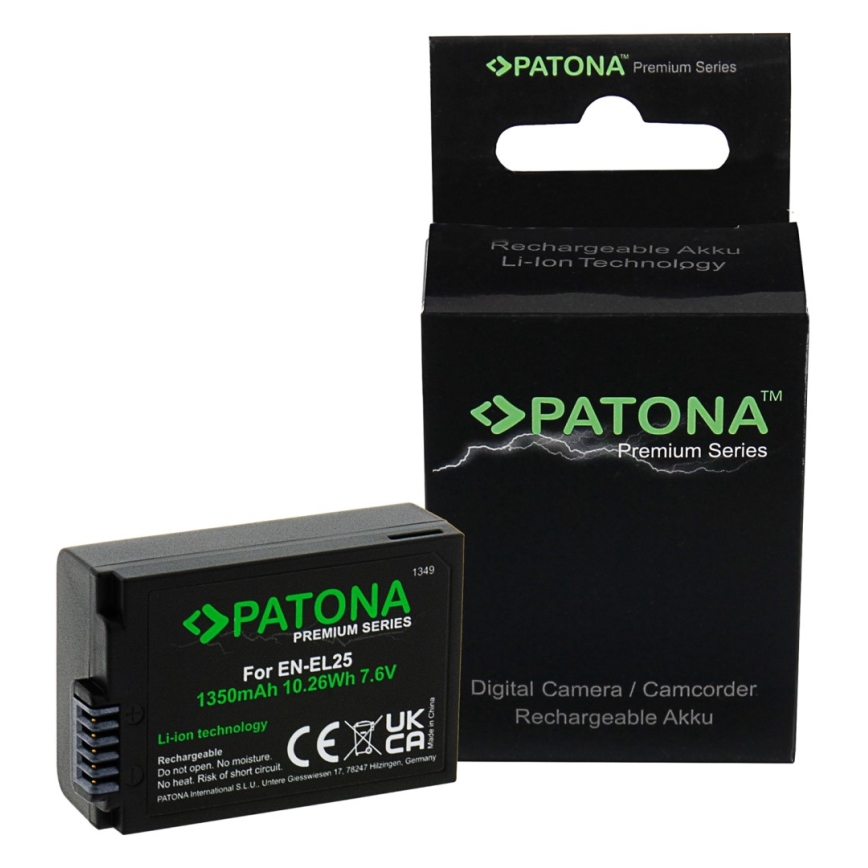 PATONA - Accumulatore Nikon EN-EL25 1350mAh Li-Ion 7,6V Premium Z50/Z fc