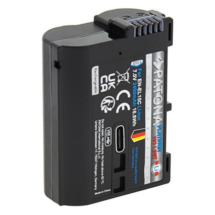 PATONA - Batteria Platinum Li-Ion 2600 mAh per Nikon EN-EL15C con USB-C