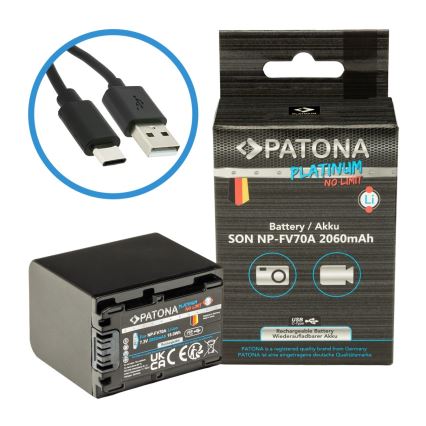 PATONA - Batterie Sony NP-FV70A 2060mAh Li-Ion Platinum USB-C charge