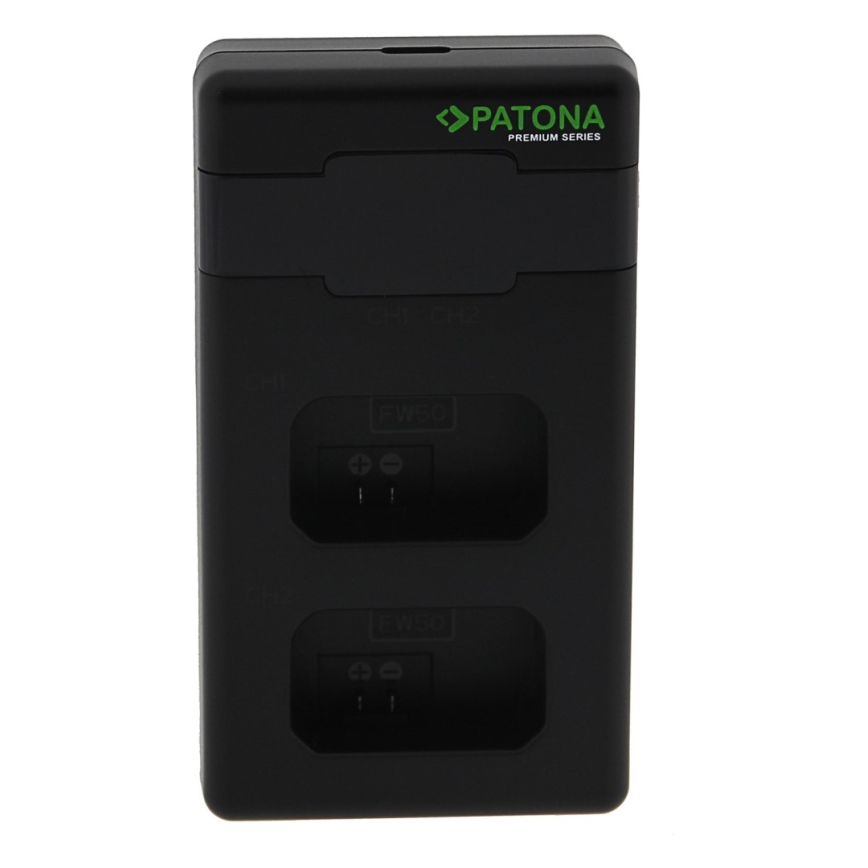 PATONA - Caricabatterie rapido Dual Sony NP-FW50 + cavo USB-C 0,6m