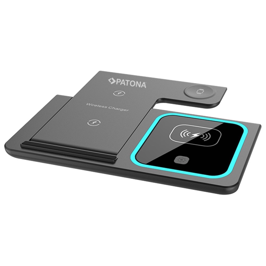 PATONA - Caricabatterie wireless 3in1 per iPhone nero