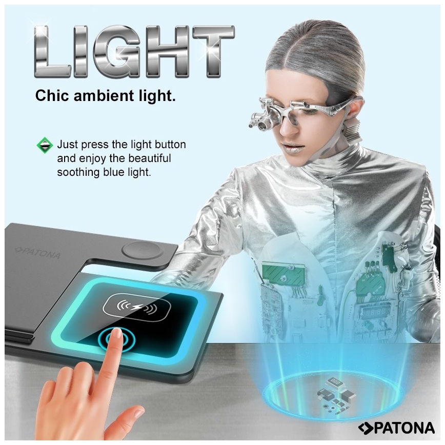 PATONA - Drahtloses Ladegerät 3in1 für iPhone schwarz