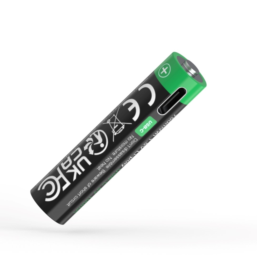 PATONA - LOT 4x Batterie AAA/LR03 Li-Pol 500mAh 1,5V avec USB-C charge