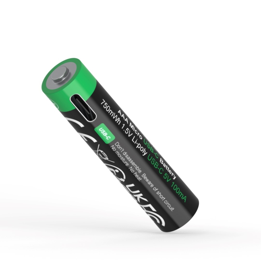 PATONA - LOT 4x Batterie AAA/LR03 Li-Pol 500mAh 1,5V avec USB-C charge