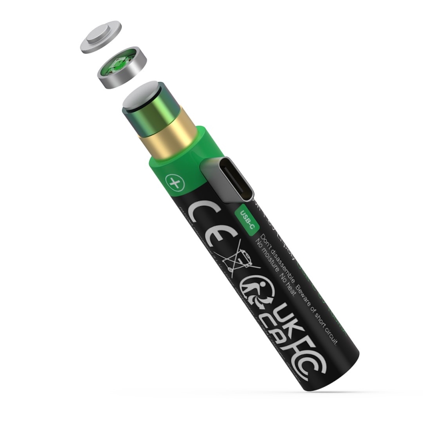 PATONA - LOT 4x Batterie AAA/LR03 Li-Pol 500mAh 1,5V avec USB-C charge