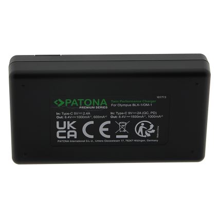 PATONA – Schnellladegerät Dual Olympus BLX-1 + Kabel USB-C 0,6m