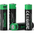 PATONA - SET 4x Akku AA/LR6 Li-Pol 2000mAh 1,5Vs mit USB-C Aufladung
