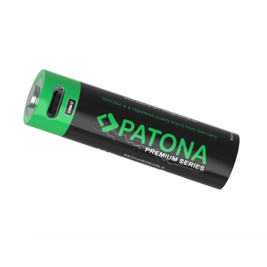 PATONA - SET 4x Akku AA/LR6 Li-Pol 2000mAh 1,5Vs mit USB-C Aufladung