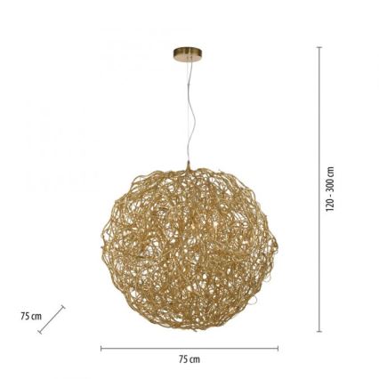 Paul Neuhaus 2019-12 - Suspension sur câble SAREA 15xG9/40W/230V dorée