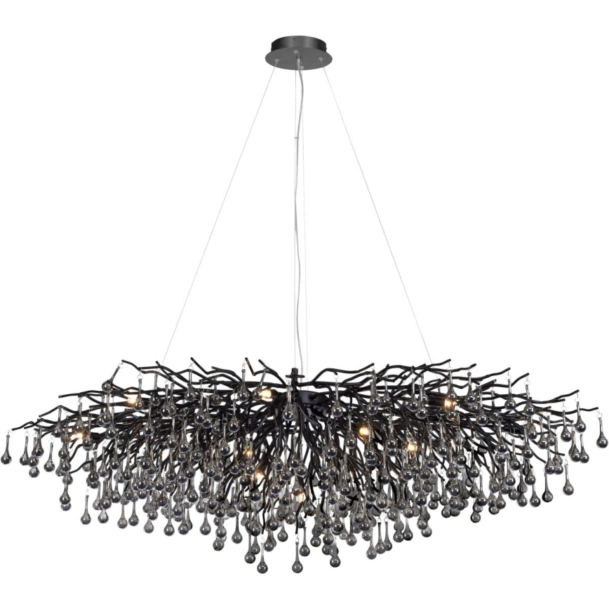 Paul Neuhaus 2031-18 - Pendelleuchte an Kabel ICICLE 15xG9/40W/230V 75x150 cm schwarz
