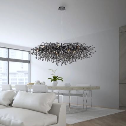Paul Neuhaus 2031-18 - Pendelleuchte an Kabel ICICLE 15xG9/40W/230V 75x150 cm schwarz